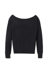 Women Plain Flower Sweater Black back view