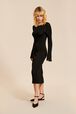 Robe longue maille côtelée femme Noir vue de détail 1