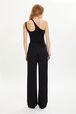 Piaf trousers in satin-backed crepe with rhinestone detailing Black back worn view