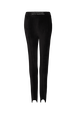 High-waisted velvet stirrup pants Black front view