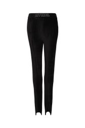 High-waisted velvet stirrup pants Black front view