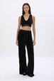 Pantalon large en velours Noir vue portée de face