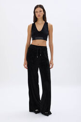 Pantalon large en velours Noir vue portée de face
