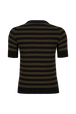 Striped Short-Sleeved Crew Neck Sweater Striped black/khaki back view