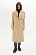 Gabardine Belted Trench Coat Beige front worn view