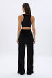 Pantalon large en velours Noir vue portée de dos