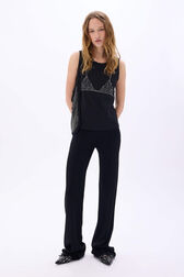 Pantalon flare en viscose Noir vue portée de face