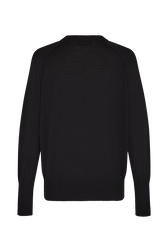 Pull à manches longues en merinos et soie Noir vue de dos