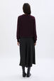 Heart charm crew-neck sweater Purple back worn view