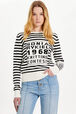 Women Black and White Striped Jumper Black/ecru details view 1