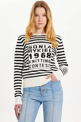 Women Black and White Striped Jumper Black/ecru details view 1