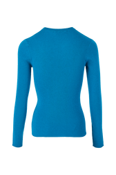 Pull laine côtelée femme Bleu de prusse vue de dos