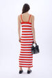 Robe bretelle rayée à côtes Rayures tangerine/blanc vue portée de dos