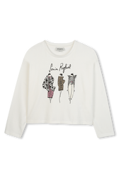 Long sleeve pullover Ecru front view