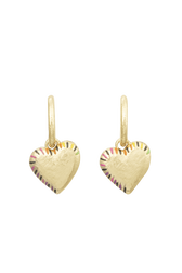 Poetic Garden Striped Heart earrings Gold front view