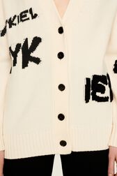 Cardigan grunge laine logo Sonia Rykiel femme Ecru vue de détail 2