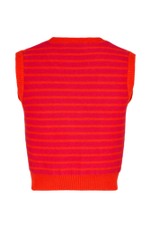 Women Two-Colour Sleeveless Top Striped fuchsia/coral back view