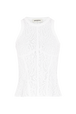 Sleeveless round-neck knitted top White front view