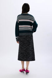 Fair Isle sweater in wool and lurex Pink back worn view
