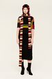 Women Striped Fluffy Scarf Multico crea front worn view