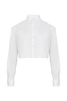 Poplin Short Shirt with Rhinestone Buttons White front view