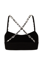 Knitted Bra Thin Straps Black back view