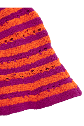 Bob rayures ajourées bicolore femme Raye fuchsia/corail vue de détail 1