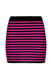 Mini jupe chaussette rayée femme Raye noir/fuchsia vue de face