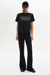 T-shirt col rond logo Sonia Rykiel motif strass femme Noir vue portée de face