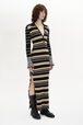 Striped Knit Polo-Collar Dress Black/ecru details view 1