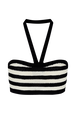 Women Openwork Striped Bandeau Top Black/ecru back view