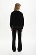 Women Velvet Flare Pants Black back worn view