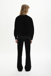 Women Velvet Flare Pants Black back worn view