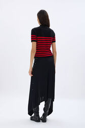 Studded skirt in asymmetrical jersey Black back worn view