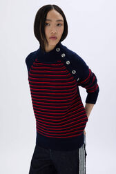 Pull à rayures reliefées Raye bleu/rouge vue de détail 2