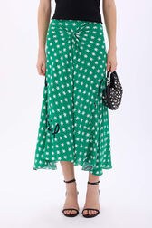 Star-print viscose midi skirt Stars green details view 1