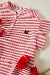 Striped Girl Short Dress Red/white details view 2
