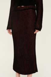 Jupe crayon longue lurex femme Raye noir/bronze vue de détail 1