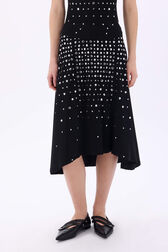 Asymmetrical skirt in jersey with studs Black details view 1