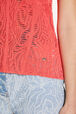 Sleeveless round-neck knitted top Lipstick details view 1