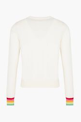 Knitted Long Sleeve Sweater White back view