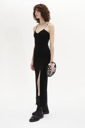 Robe fendue à bretelles maille femme Noir vue de détail 1