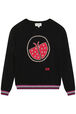 Pull en tricot motif Jacquard Noir vue de face
