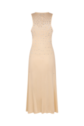 Asymmetrical tank dress in jersey with studs Vanilla back view