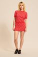 Women Jacquard Short Sleeve Sweater Red details view 1