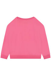 Fleece Girl Sweatshirt "Sonia Rykiel" Print Fuchsia back view