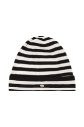 Bonnet laine Poor Boy rayé femme Raye noir/blanc vue de face