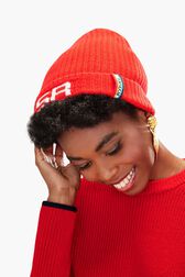SR Parma Beanie Red front worn view