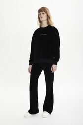 Women Velvet Sweatshirt Black details view 1