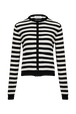 Women Poorboy knitted striped cardigan Black/white front view